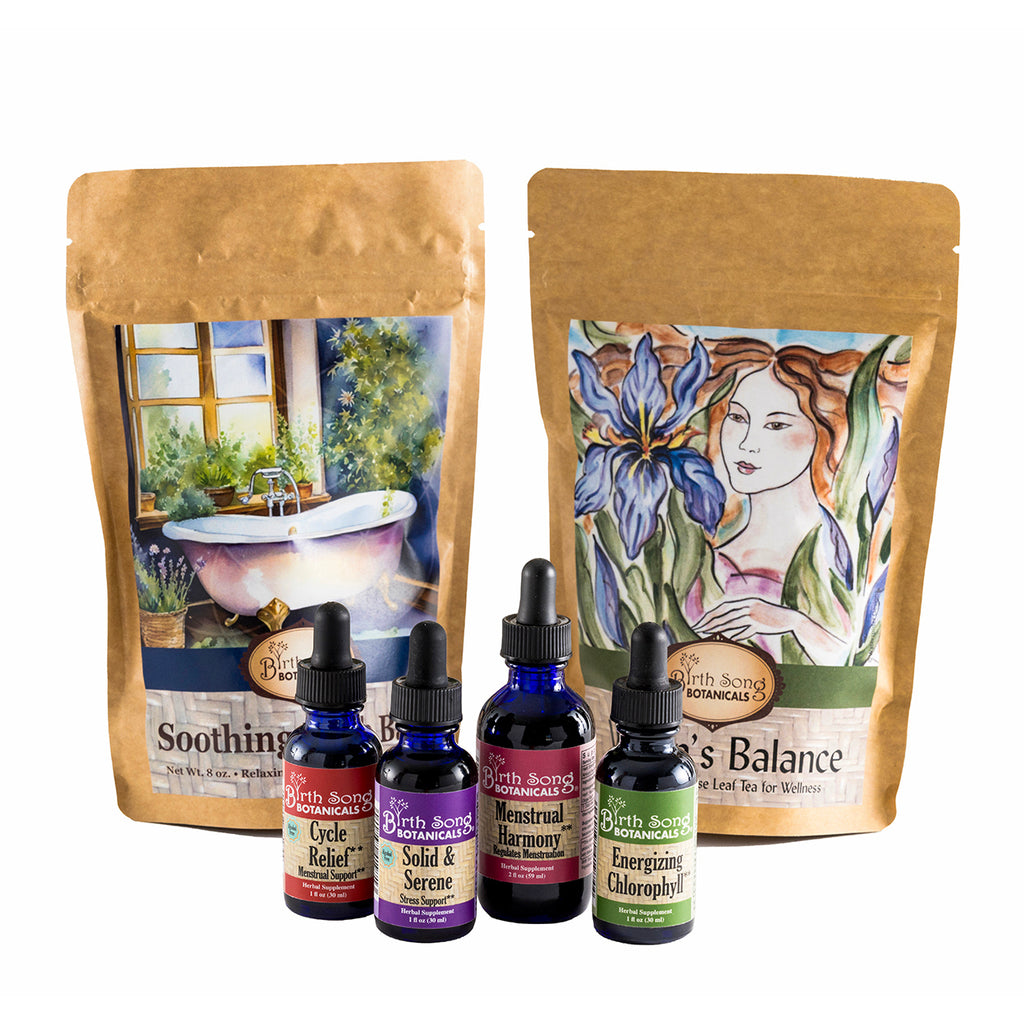 menstrual and self care herbal gift set for stress relief