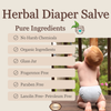 herbal diaper salve, organic diaper balm, natural baby rash cream, calendula yarrow plantain salve, cloth diaper safe, baby skin healing, non-toxic diaper ointment, soothing baby balm, botanical baby care, gentle herbal rash remedy