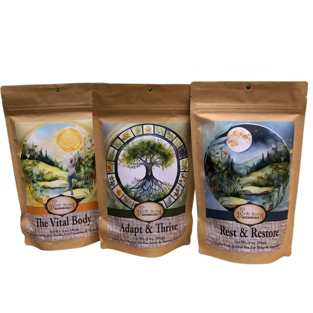 herbal tea bundle, loose leaf tea set, wellness tea collection, adaptogenic tea, stress relief tea, sleep tea, detox tea, caffeine free tea, natural herbal remedies, immune support tea, digestive tea, relaxation tea, daily wellness tea