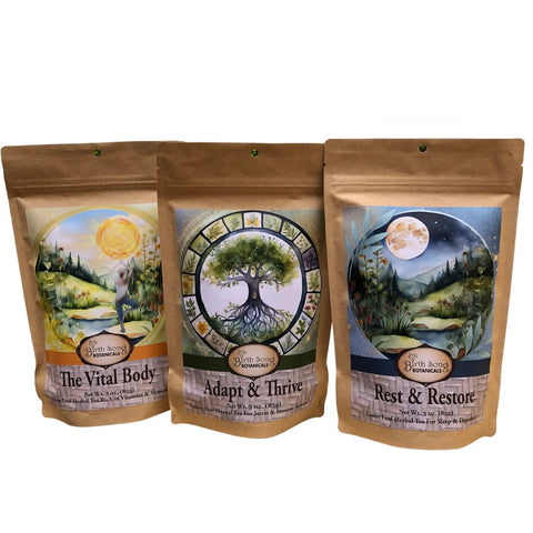 herbal tea bundle, loose leaf tea set, wellness tea collection, adaptogenic tea, stress relief tea, sleep tea, detox tea, caffeine free tea, natural herbal remedies, immune support tea, digestive tea, relaxation tea, daily wellness tea