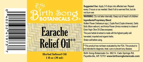 Earache Relief Oil with Garlic and Mullein Flowers label