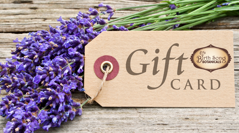 Birth Song Botanicals Gift Cards, online gift card, baby shower gift card, New mom gift card, get well gift card, Gift set 