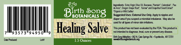Herbal Healing Salve for Cuts, Scrapes, and Itchy Bug Bites label