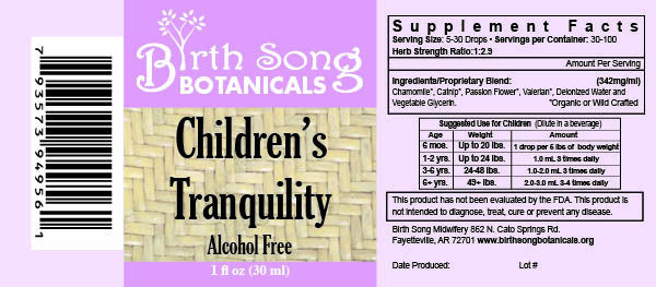 Children's Tranquility- Children's Sleep Aid Herb Supplement label